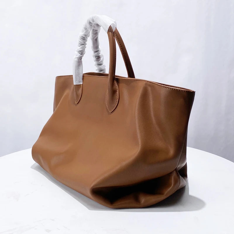 Large Capacity Big Bags For Women Luxury Designer Handbag And Purses 2026 New In Vintage Split Leather Simple Commuting Tote