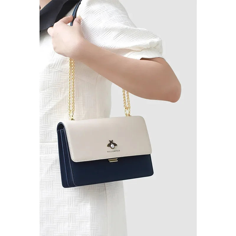Chain Shoulder Women's  Crossbody Leather Bag (WILLIAMPOLO)