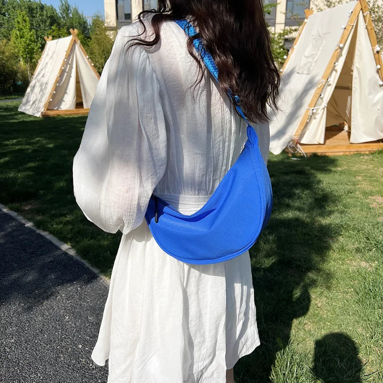 Simple Design Women's Messenger Bag Fashion Ladies Nylon Hobos Small Shoulder Bags Vintage Female Girls Purse Cloth Handbags