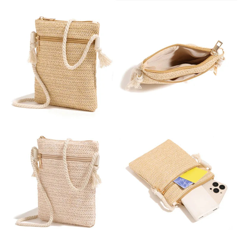 New Single Shoulder Crossbody Bag Mobile Phone Bag Beach Handbag Large Capacity Women Summer Crossbody Shoulder Bag