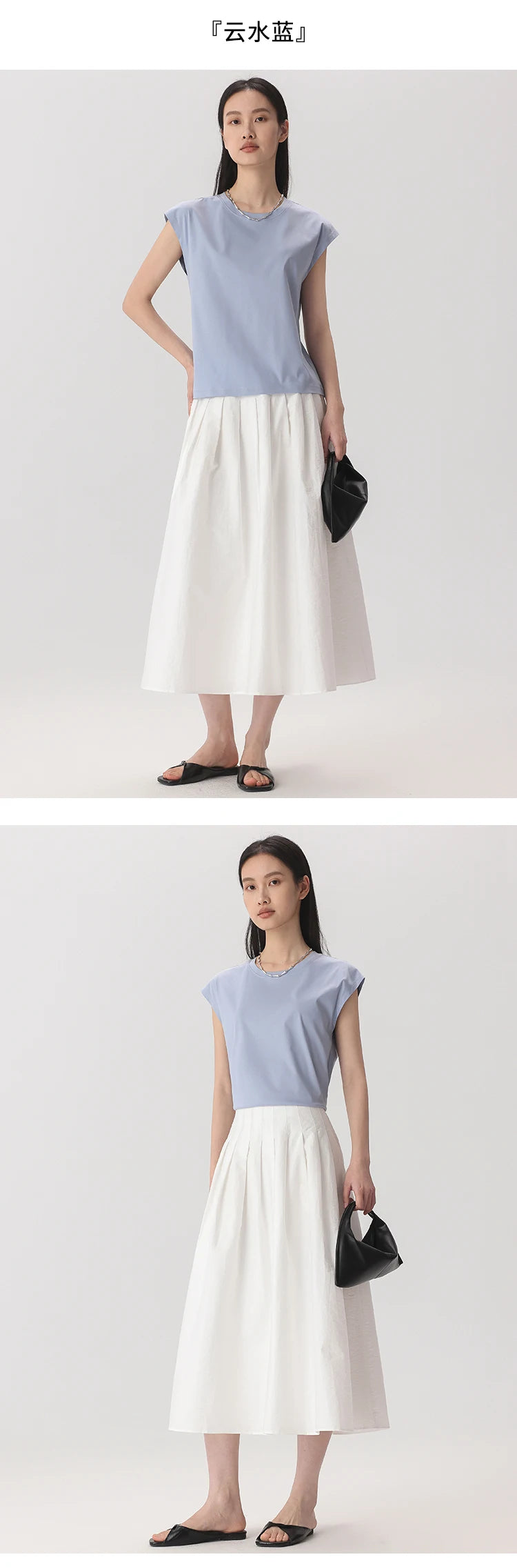 Silk Mercerized Cotton Sleeveless T-shirt Women Tank Top Silky Feeling Summer Cooling Wear O-neck Tee Vest Tops High-end