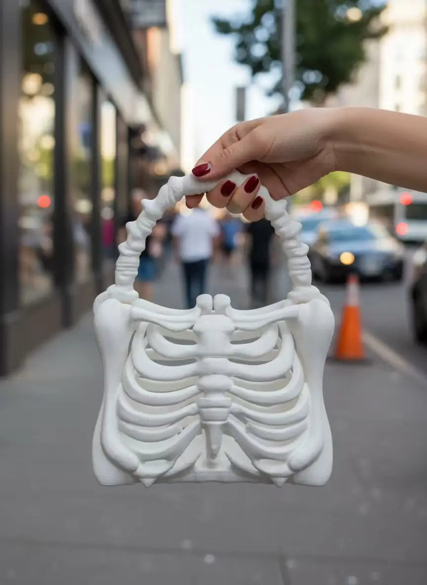 Skeleton Handbag Gothic Rib Cage Shape Purse, Unique Halloween Party Clutch Bag Gift for Women ,Clutch Bag for Costume Party
