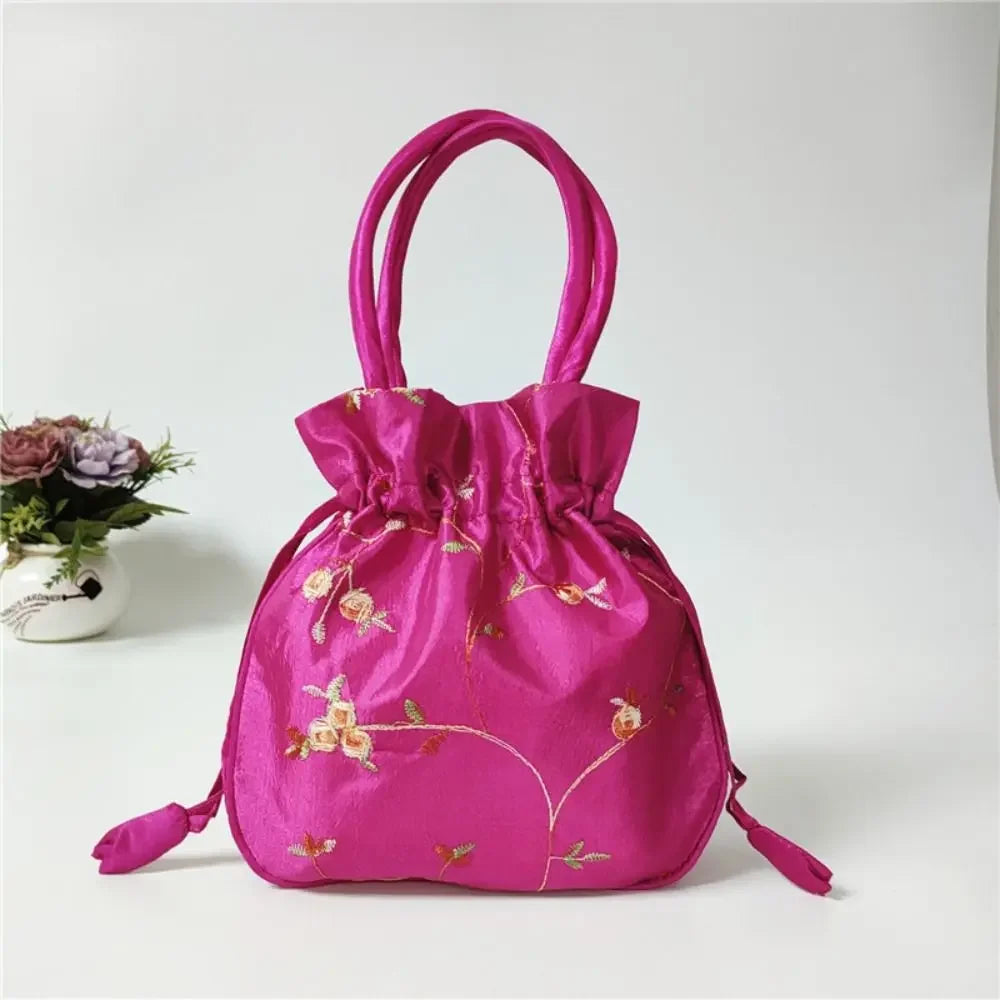 Embroidered Flower Handbags Ethnic Style Cosmetic Handbag Purse Top Handle National Style Purse Women