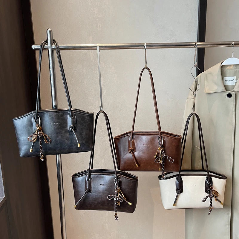 PU Leather Shoulder Bags For Women 2025 Spring Y2K Trend Female Crossbody Bag Lady Handbags And Purses Retro Tote Bag