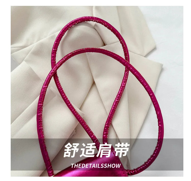 New Fashion Gold Silver Glossy Mini Bag Casual Versatile Shoulder Crossbody Bag for Women Outdoor Portable Mobile Phone Bag