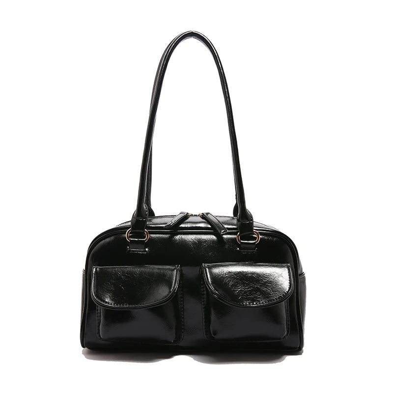 Vintage/Business Shoulder Pu Leather 2 Pocket Chic Female Underarm Bag