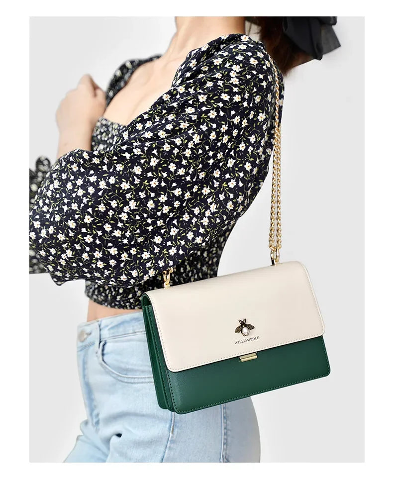 Chain Shoulder Women's  Crossbody Leather Bag (WILLIAMPOLO)