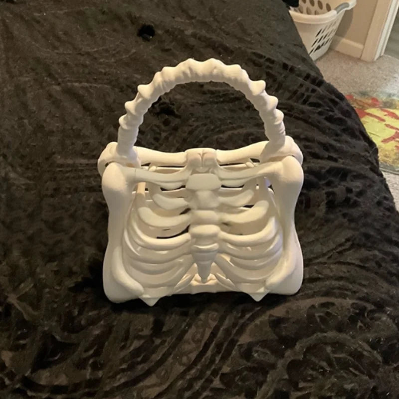 Skeleton Handbag Gothic Rib Cage Shape Purse, Unique Halloween Party Clutch Bag Gift for Women ,Clutch Bag for Costume Party