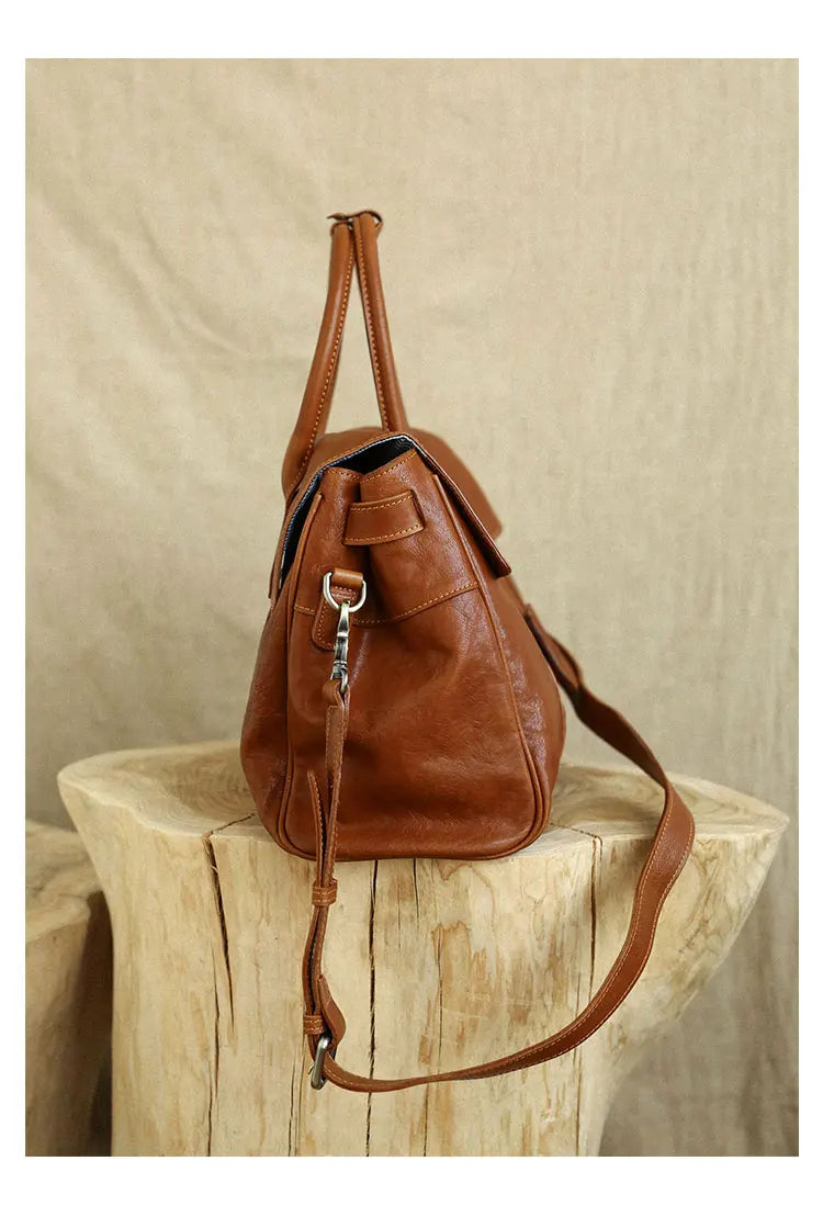 designer handmade genuine leather women large-capacity handbag fashion vintage cowhide multifunctional shoulder crossbody bag