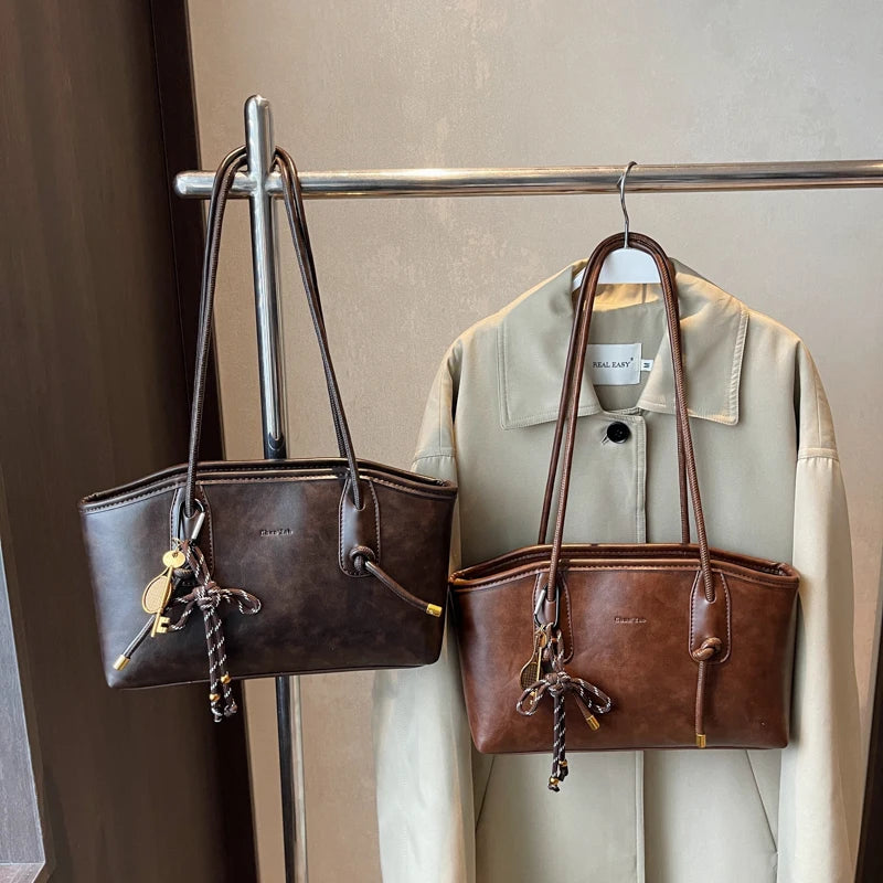 PU Leather Shoulder Bags For Women 2025 Spring Y2K Trend Female Crossbody Bag Lady Handbags And Purses Retro Tote Bag