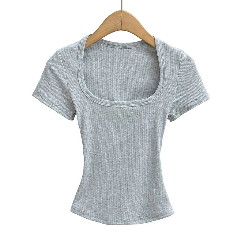 Square Neck High Crop Top