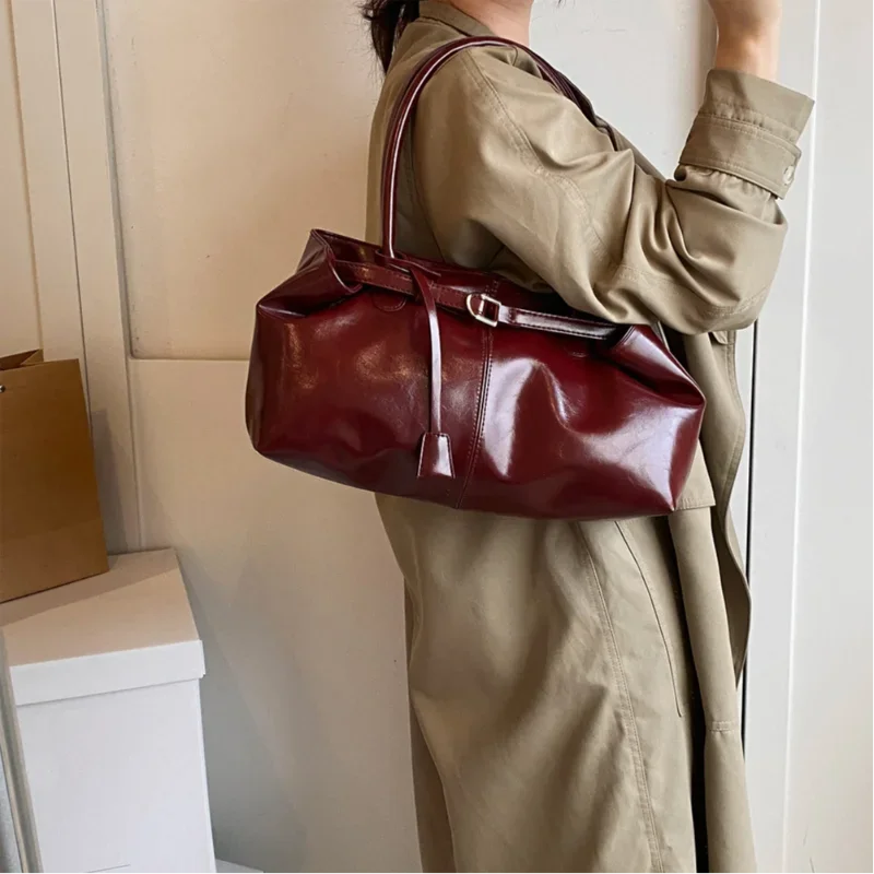 PU Leather Tote Slouchy Hobo Handbag