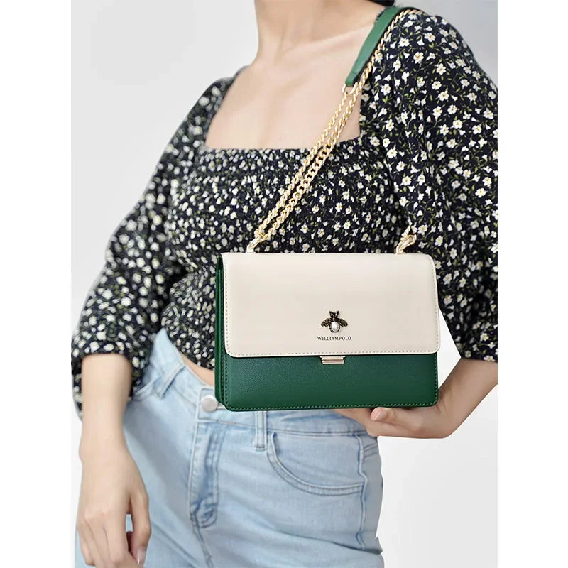 Chain Shoulder Women's  Crossbody Leather Bag (WILLIAMPOLO)