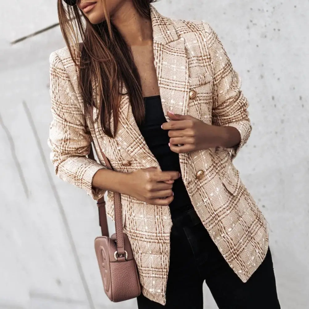 Premium Double-Breasted Tweed Blazer*