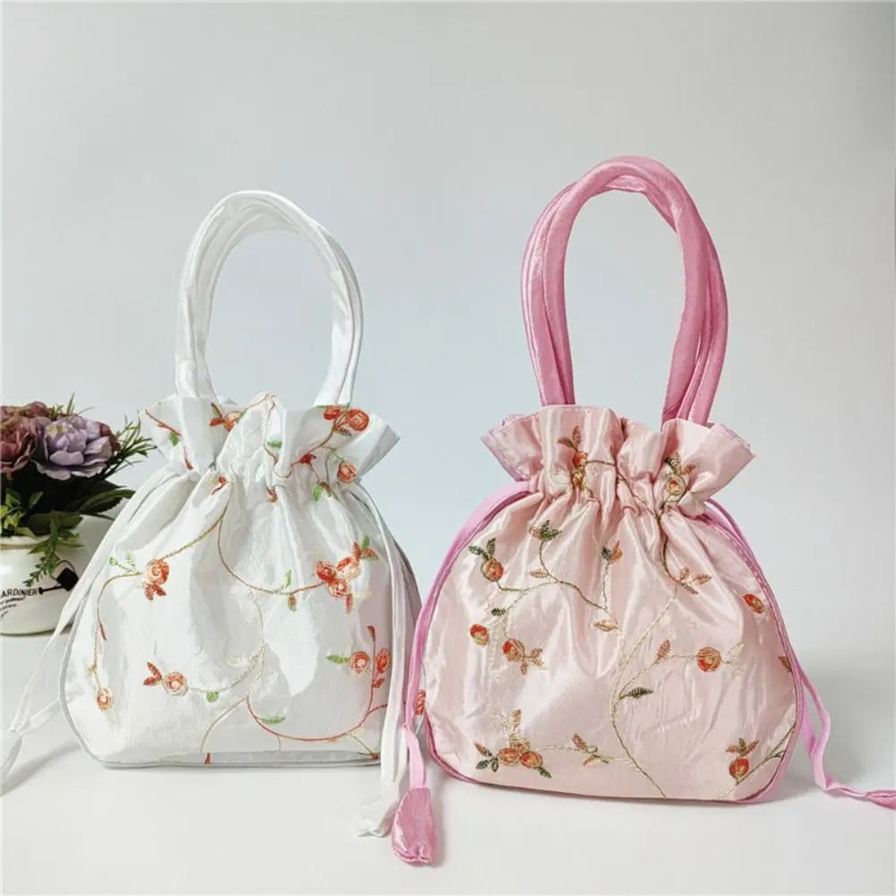 Embroidered Flower Handbags Ethnic Style Cosmetic Handbag Purse Top Handle National Style Purse Women