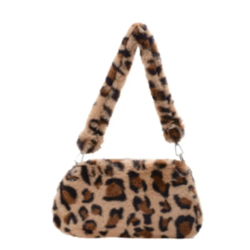 New Fluffy Totes Soft Plush Shoulder Underarm Bag Solid Color Purse Autumn Winter Handbag Women Lady Fashion Storage Pouch
