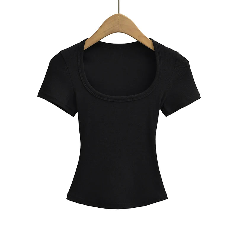 Square Neck High Crop Top