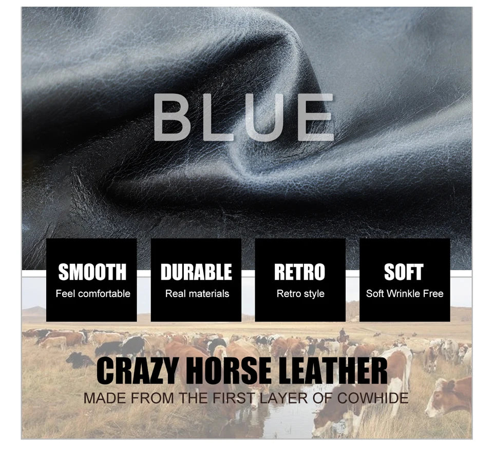 Crazy Horse Genuine Leather Password Lock Casual Clutch Bag Male Wallet Men's Purse Protective Large Capacity Blue Handbag