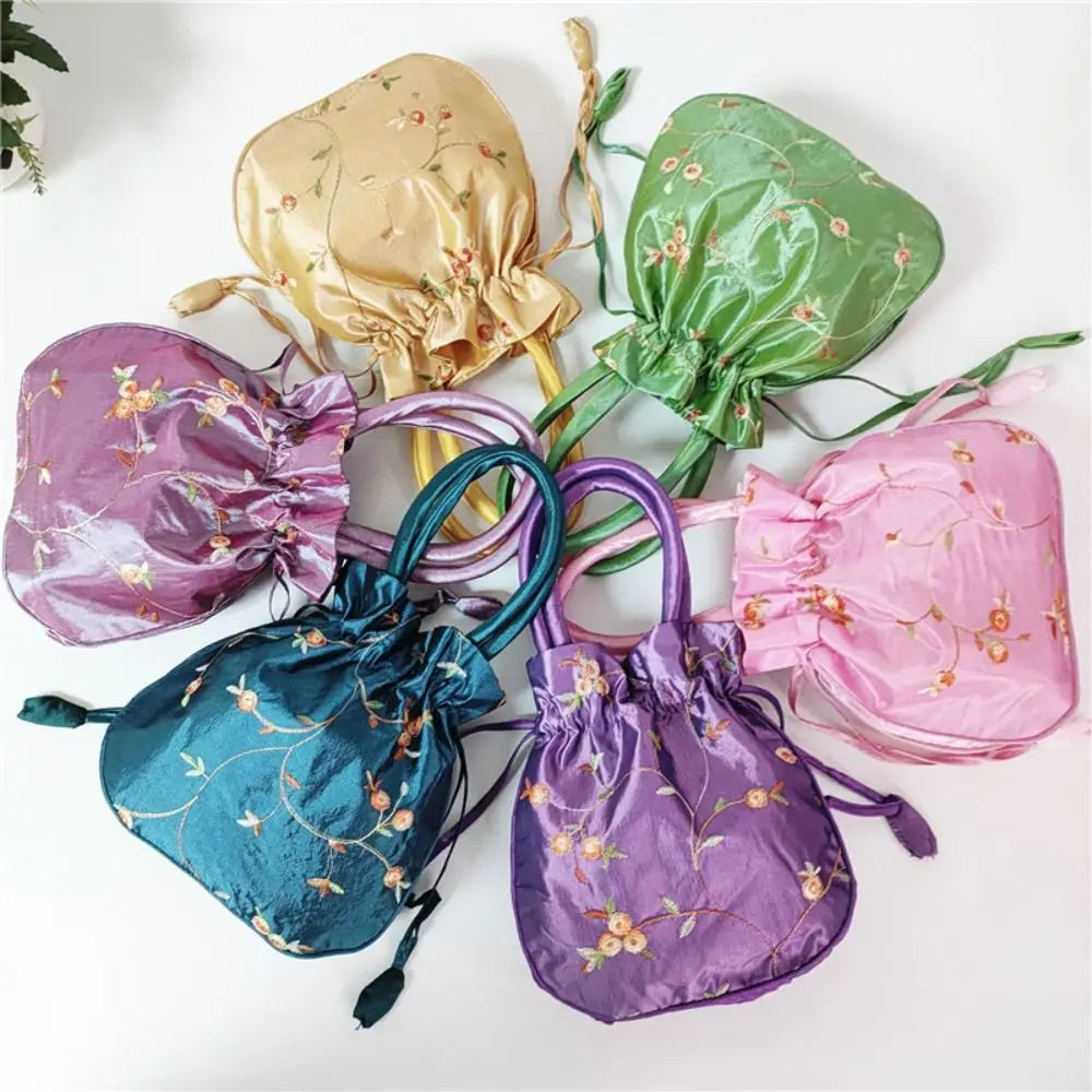 Embroidered Flower Handbags Ethnic Style Cosmetic Handbag Purse Top Handle National Style Purse Women