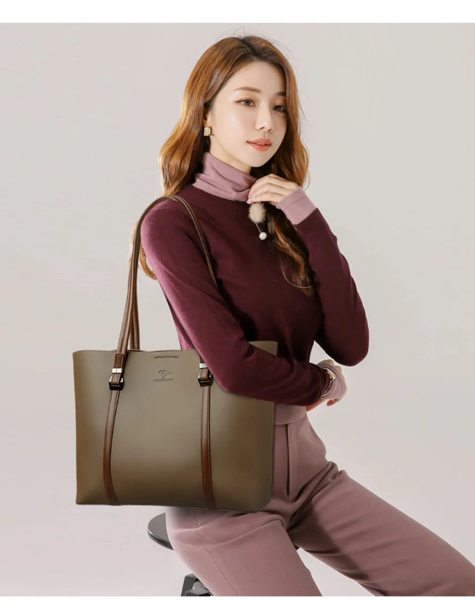 Shopping Bags for Daily Commuting Luxury Shoulder Bags High-End Pu Leather Handbags Caual Tote Hand Bags For Mother Sac New