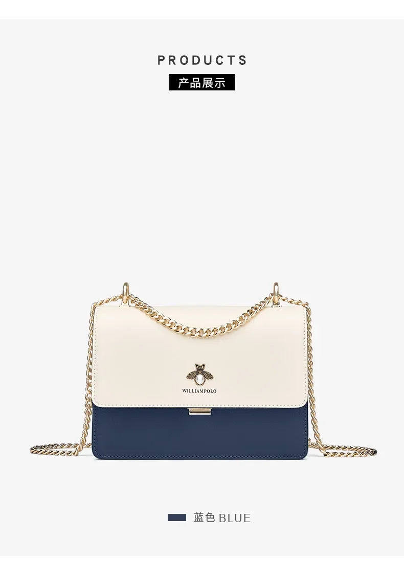 Chain Shoulder Women's  Crossbody Leather Bag (WILLIAMPOLO)