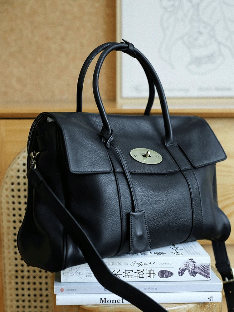 designer handmade genuine leather women large-capacity handbag fashion vintage cowhide multifunctional shoulder crossbody bag