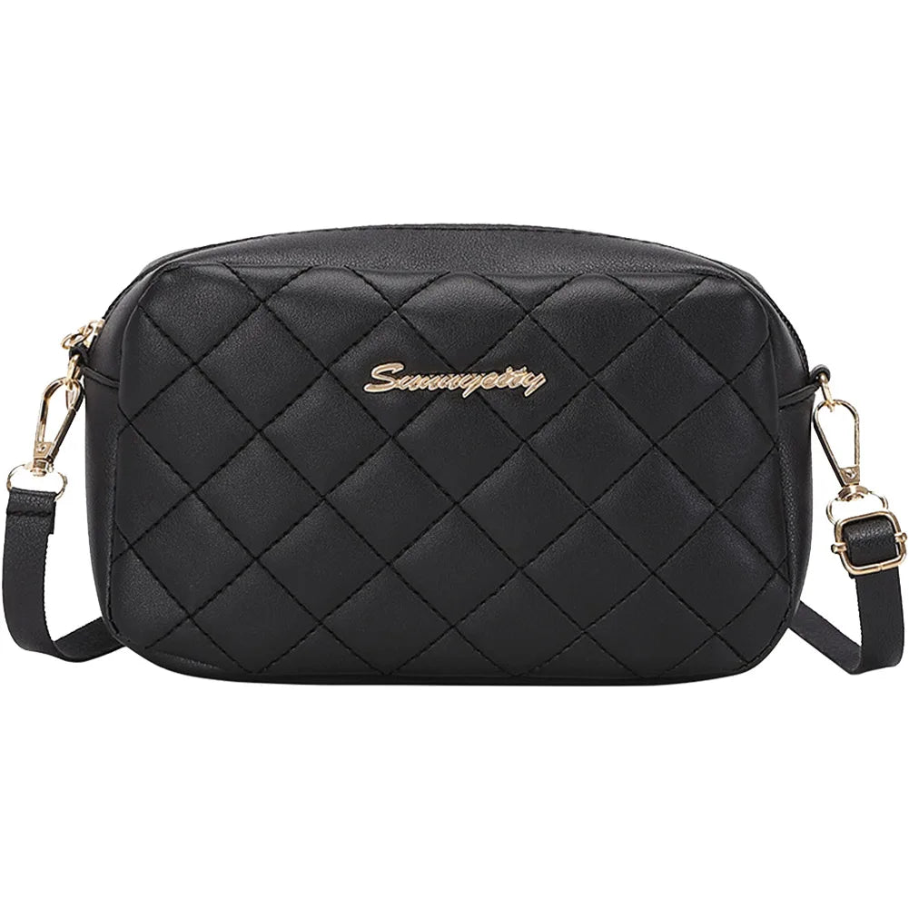 PU Lattice Fashion Women Bag Solid Color Stylish Ladies Handbags Shopping Daily Purse Embroidered Shoulder Crossbody Bag