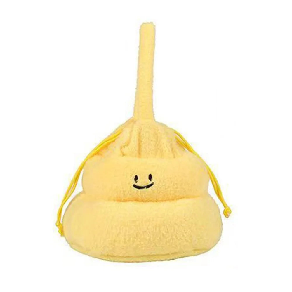 Drawstring Cartoon Poop Shape Handbag Large Capacity Fluffy Funny Plush Shoulder Bag Portable Multi-purpose