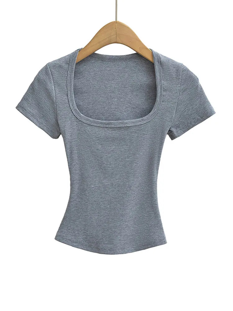 Square Neck High Crop Top