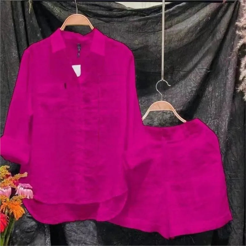 🙋Long Sleeve & Shorts Cotton Linen Casual Set for Women💥💯