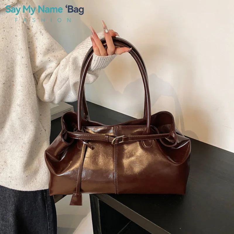PU Leather Tote Slouchy Hobo Handbag