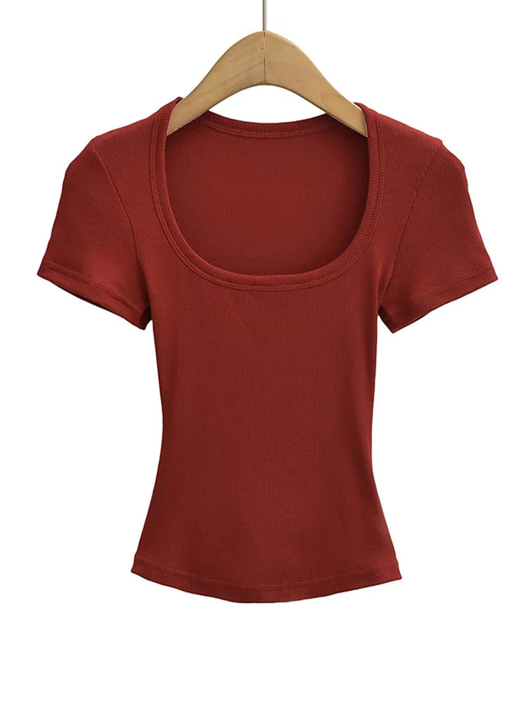 Square Neck High Crop Top