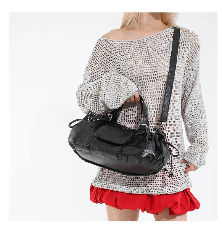 PU Leather Handbag Fashion Solid Vintage & Classic  Crossbody Bag