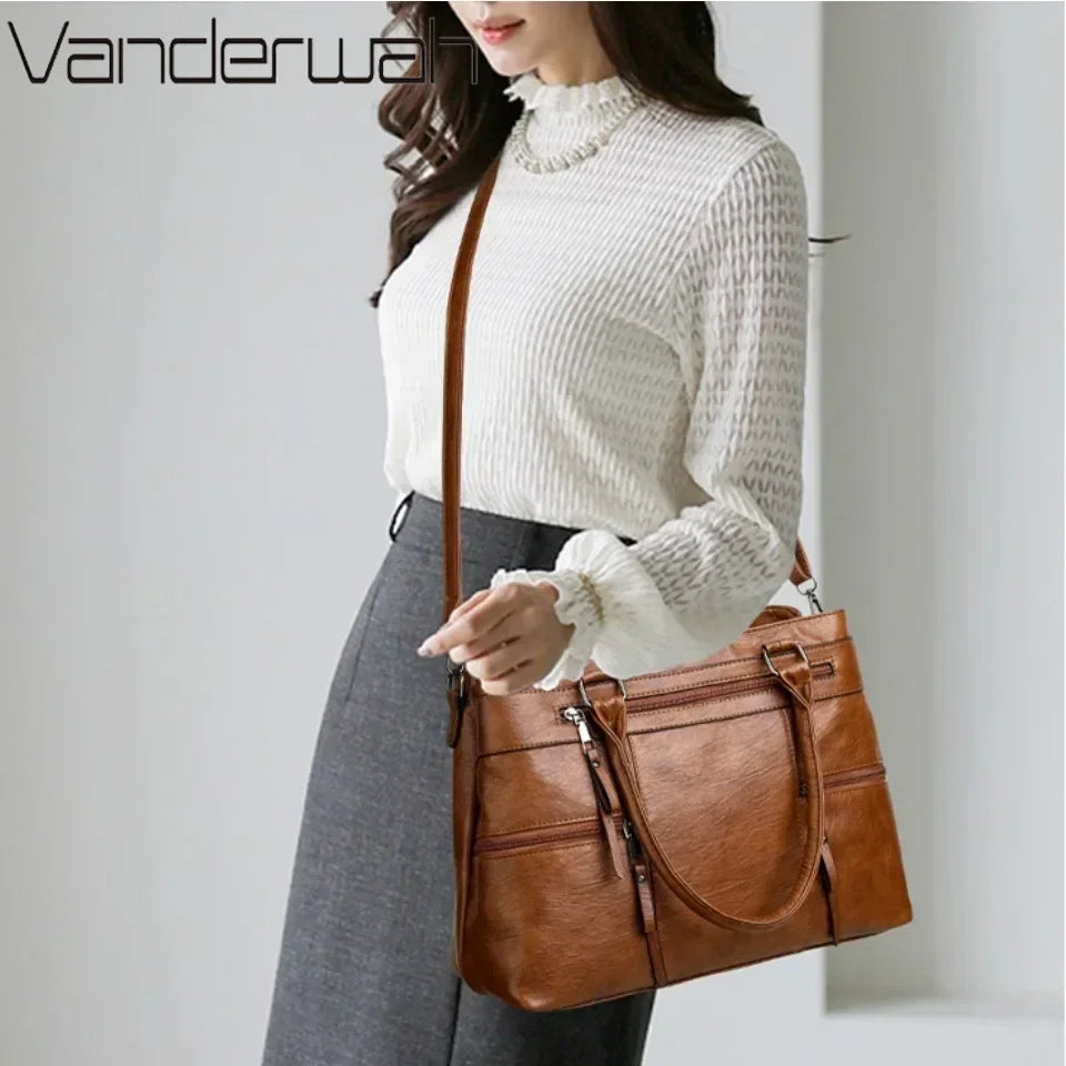 Elegant Handbag for Women High Quality Leather Top-Handle Bags Purse Ladies Shoulder Crossbody Bag Large Casual Tote 2025 Hot