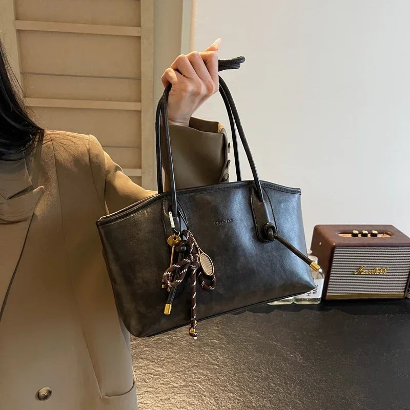 PU Leather Shoulder Bags For Women 2025 Spring Y2K Trend Female Crossbody Bag Lady Handbags And Purses Retro Tote Bag