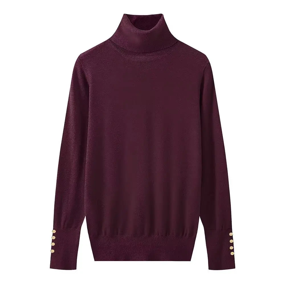 Women Long Sleeve Basic Turtleneck Knit Sweater Casual Pullover Knitwear