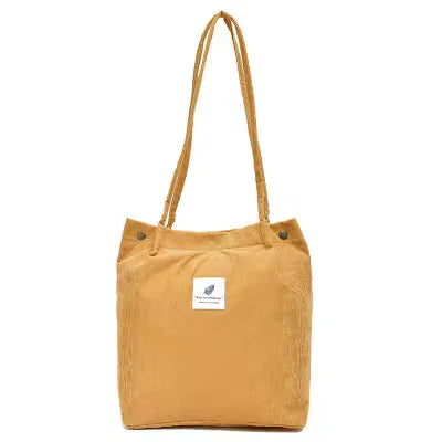 Women Corduroy Shoulder Shopping Bags Reusable Casual Outdoor Party Tote 2024 New Female Bag Handbags with Button Eco Organizer