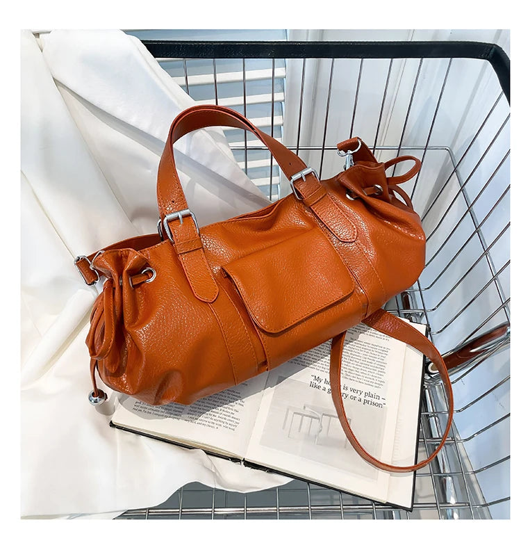 PU Leather Handbag Fashion Solid Vintage & Classic  Crossbody Bag