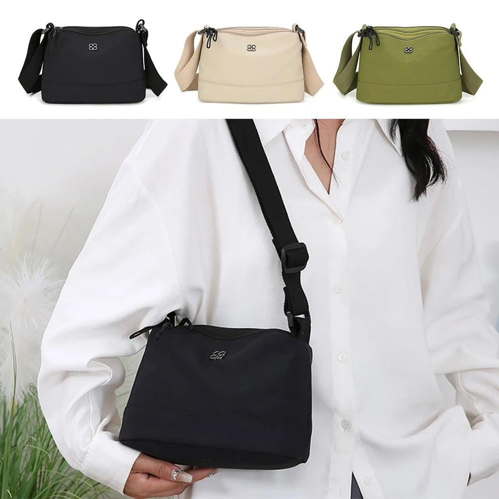 New Soft Nylon Cloth Women Shoulder Bag Multiple Pockets Casual Style Crossbody Bags Solid Color Tote Bag Girls
