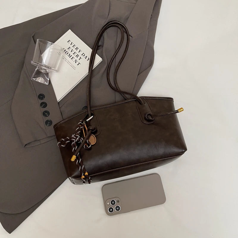 PU Leather Shoulder Bags For Women 2025 Spring Y2K Trend Female Crossbody Bag Lady Handbags And Purses Retro Tote Bag