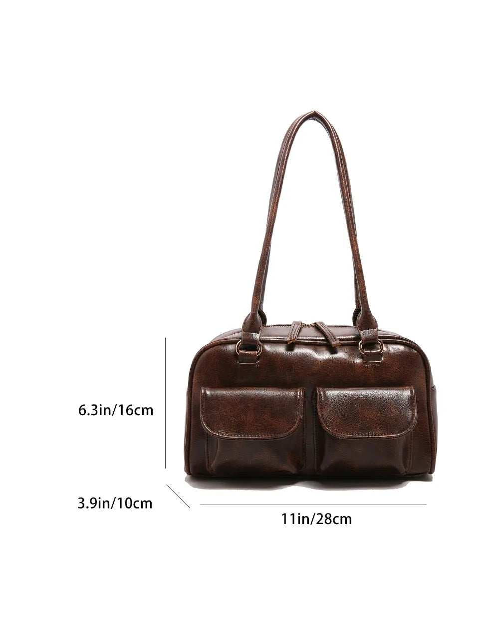 Vintage/Business Shoulder Pu Leather 2 Pocket Chic Female Underarm Bag