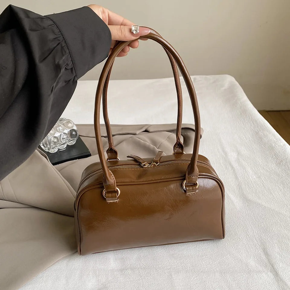 Vintage/Business Shoulder Pu Leather 2 Pocket Chic Female Underarm Bag