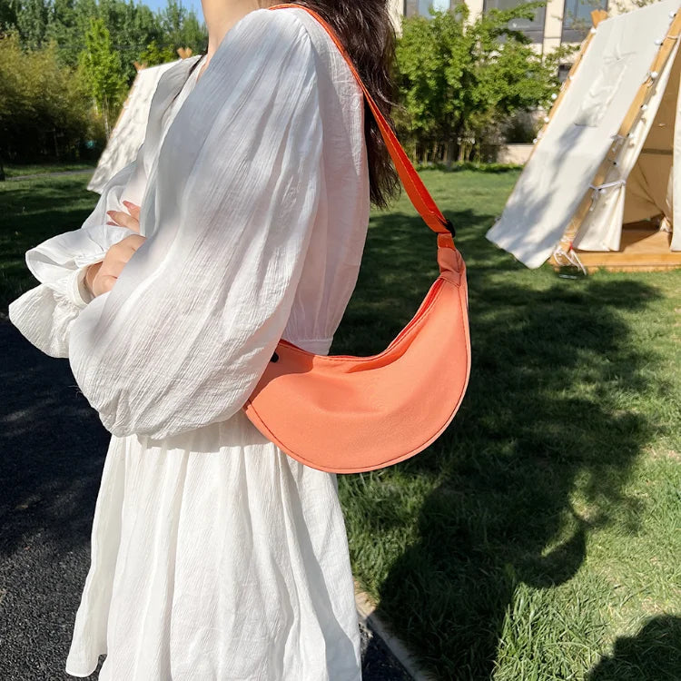 Simple Design Women's Messenger Bag Fashion Ladies Nylon Hobos Small Shoulder Bags Vintage Female Girls Purse Cloth Handbags