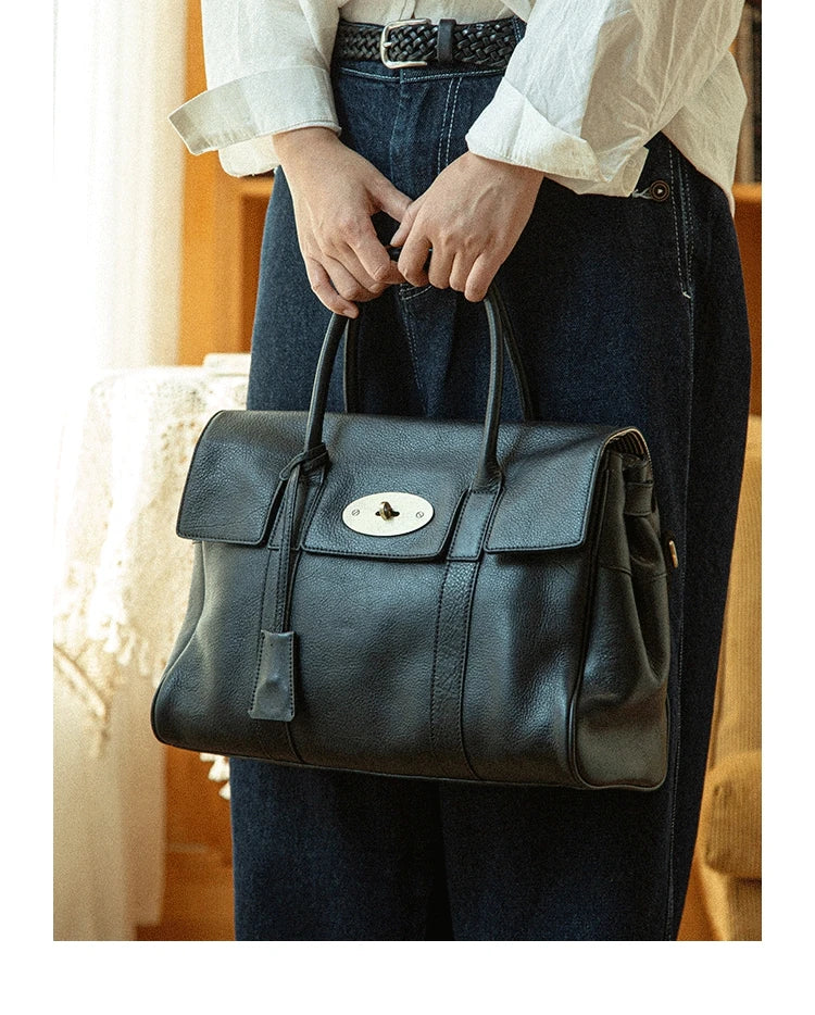 designer handmade genuine leather women large-capacity handbag fashion vintage cowhide multifunctional shoulder crossbody bag