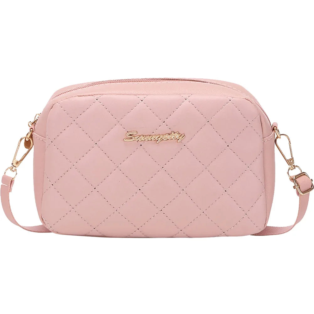 PU Lattice Fashion Women Bag Solid Color Stylish Ladies Handbags Shopping Daily Purse Embroidered Shoulder Crossbody Bag