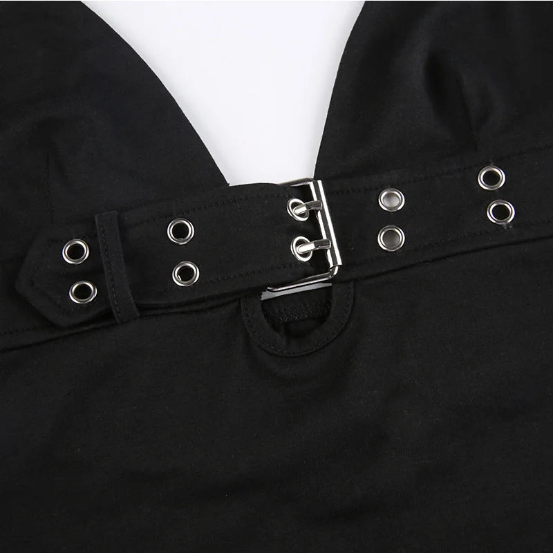Bandage Crop Top Black Backless  Top Lace Up Cute Party Beach Summer Sweats Women Retro Basic Mini Vest Punk