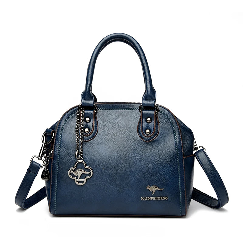 Genuine Kangaroo Brand Soft Pu Leather Hand Bag Small Handbags Women Shoulder Bags for Mother 3 Layers Tote Commuting Bag Summer