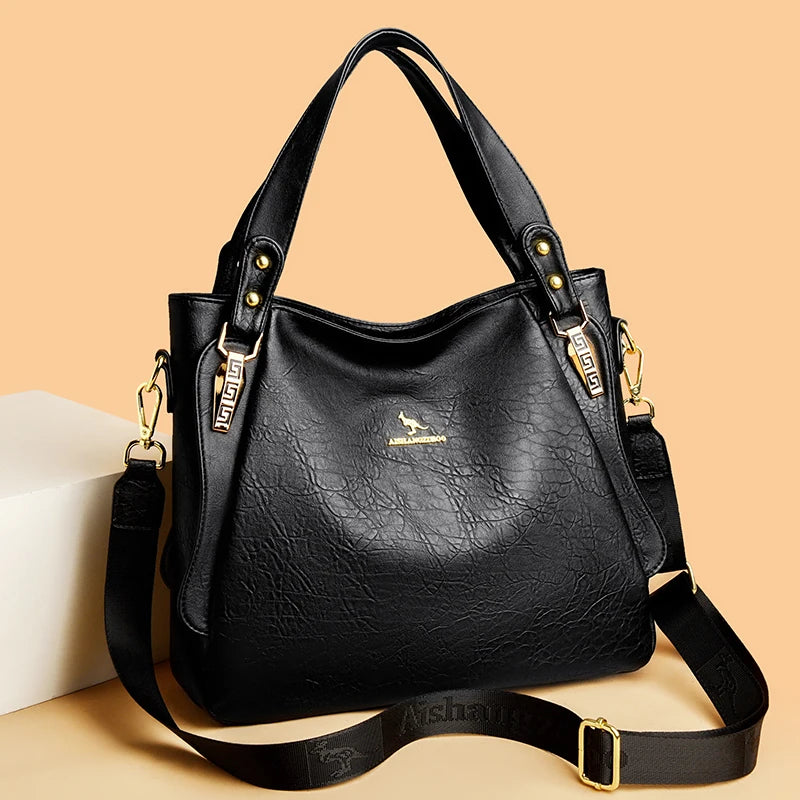 Genuine Soft Leather Shoulder Crossbody Tote Messenger Bag Large Capacity