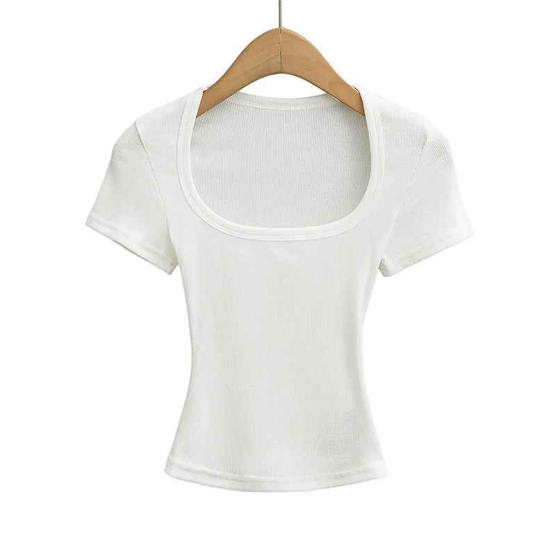 Square Neck High Crop Top