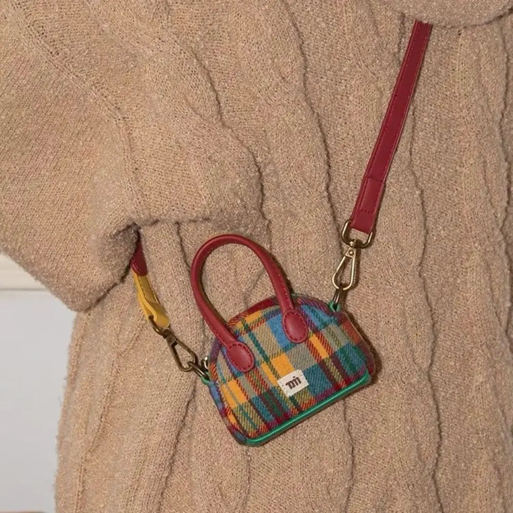 Fashion Retro Plaid Retro Shoulder Bag Portable American Retro Style Handbag Simple Style Crossbody Bag Women